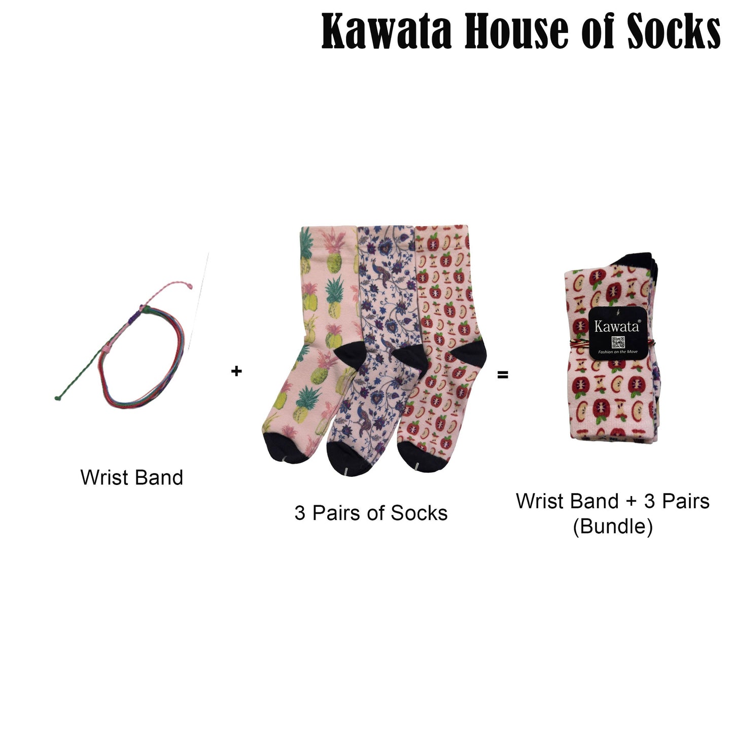 3-in-1 Motif Designs Bundle Mid-Calf Socks EU35-EU39 ( Set C )