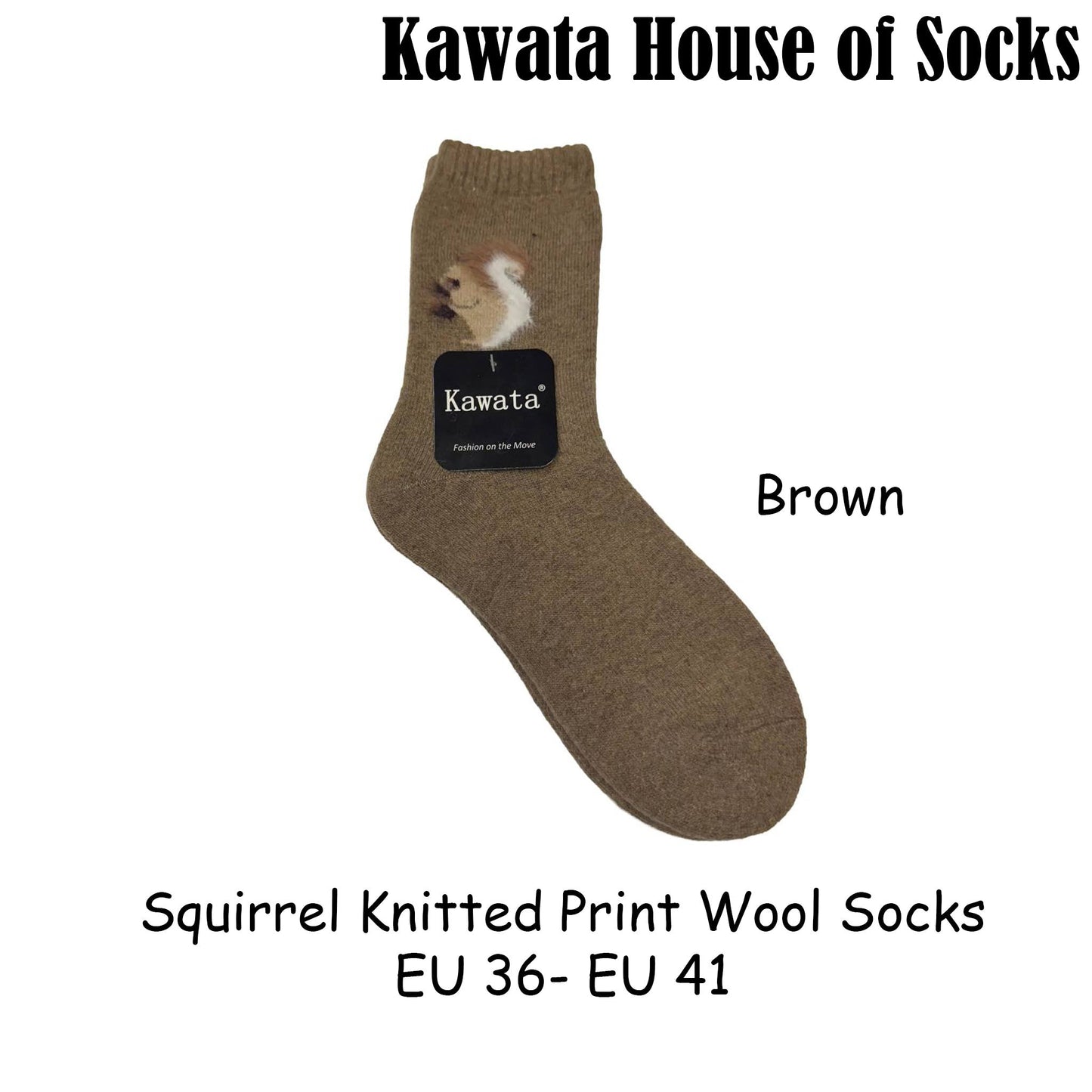 Winter Wool Socks - Squirrel Knitted ( Thick )