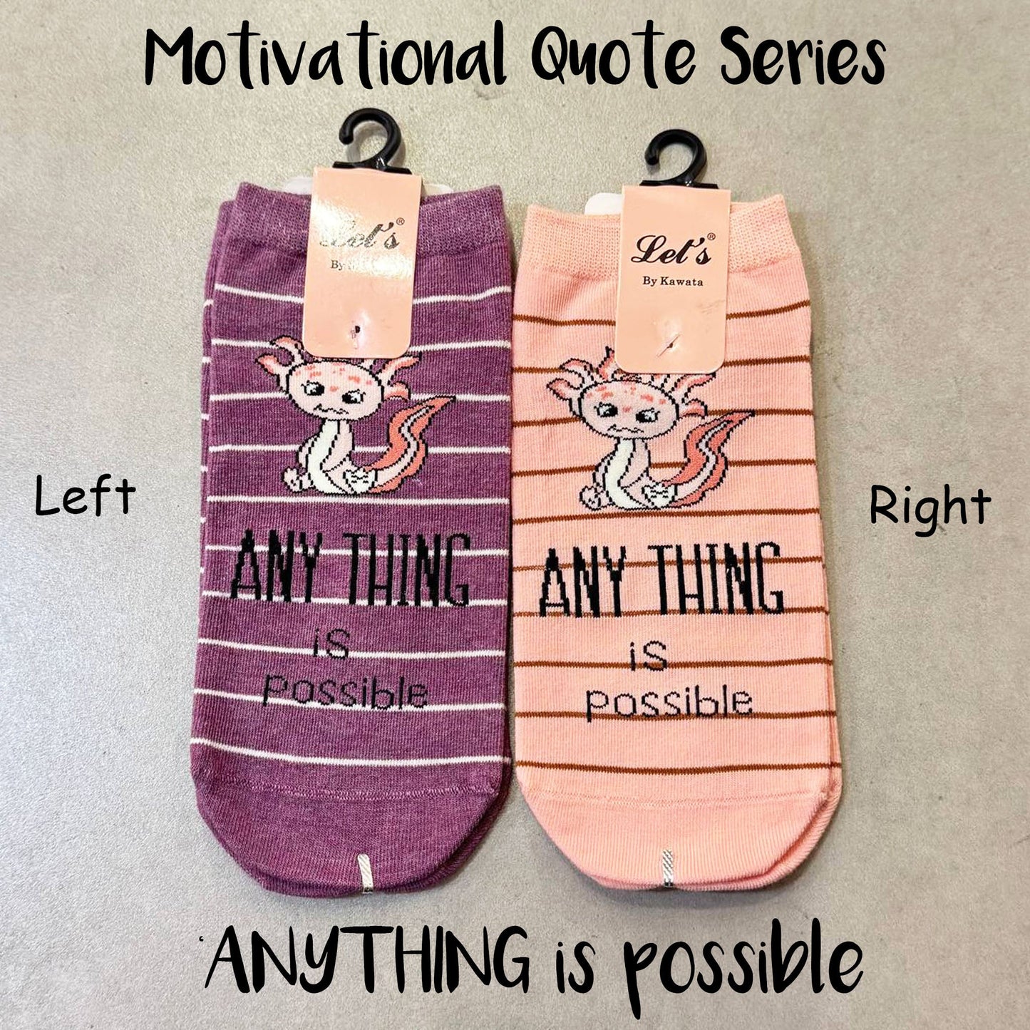 Motivational Quote Socks Ankle Socks EU35-EU40 Women | Teenager Socks