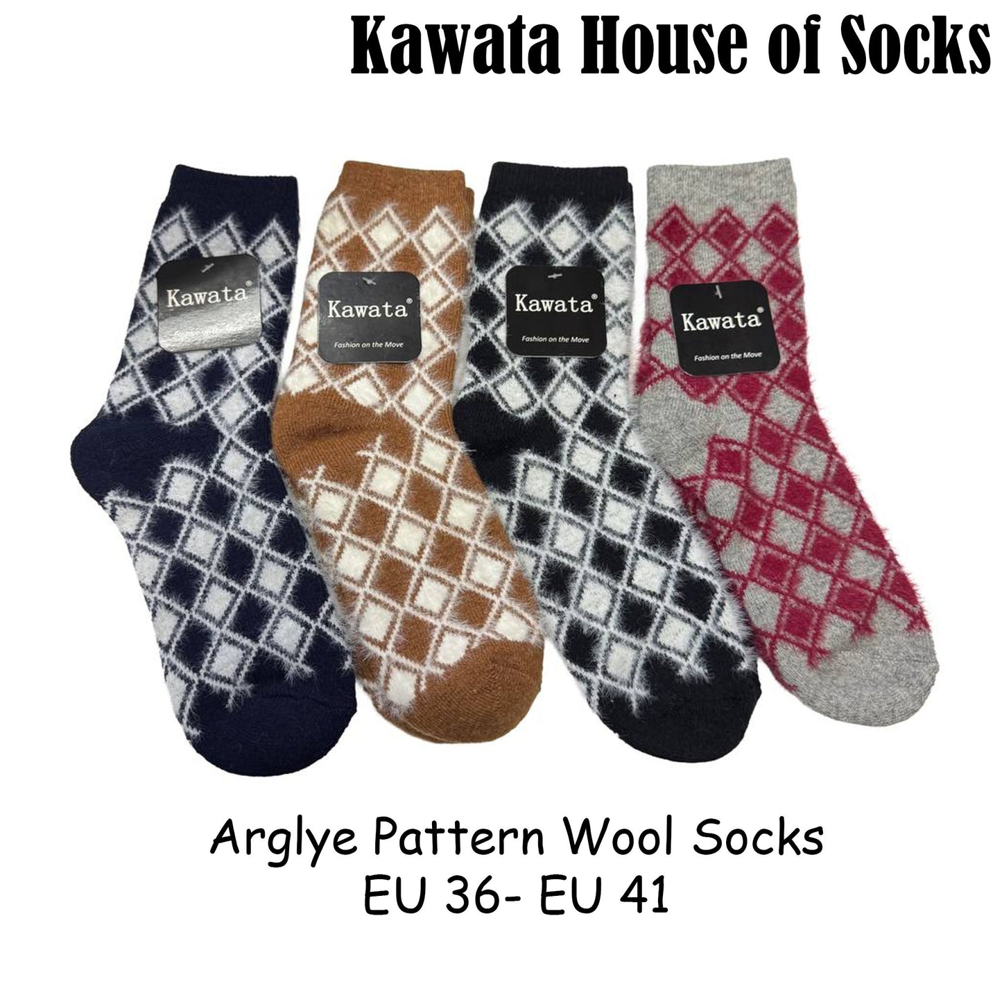 Thick Argyle Wool Socks EU36-EU42