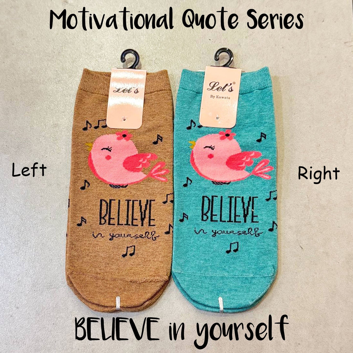 Motivational Quote Socks Ankle Socks EU35-EU40 Women | Teenager Socks
