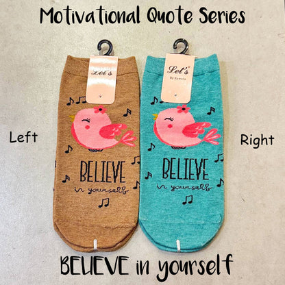 Motivational Quote Socks Ankle Socks EU35-EU40 Women | Teenager Socks