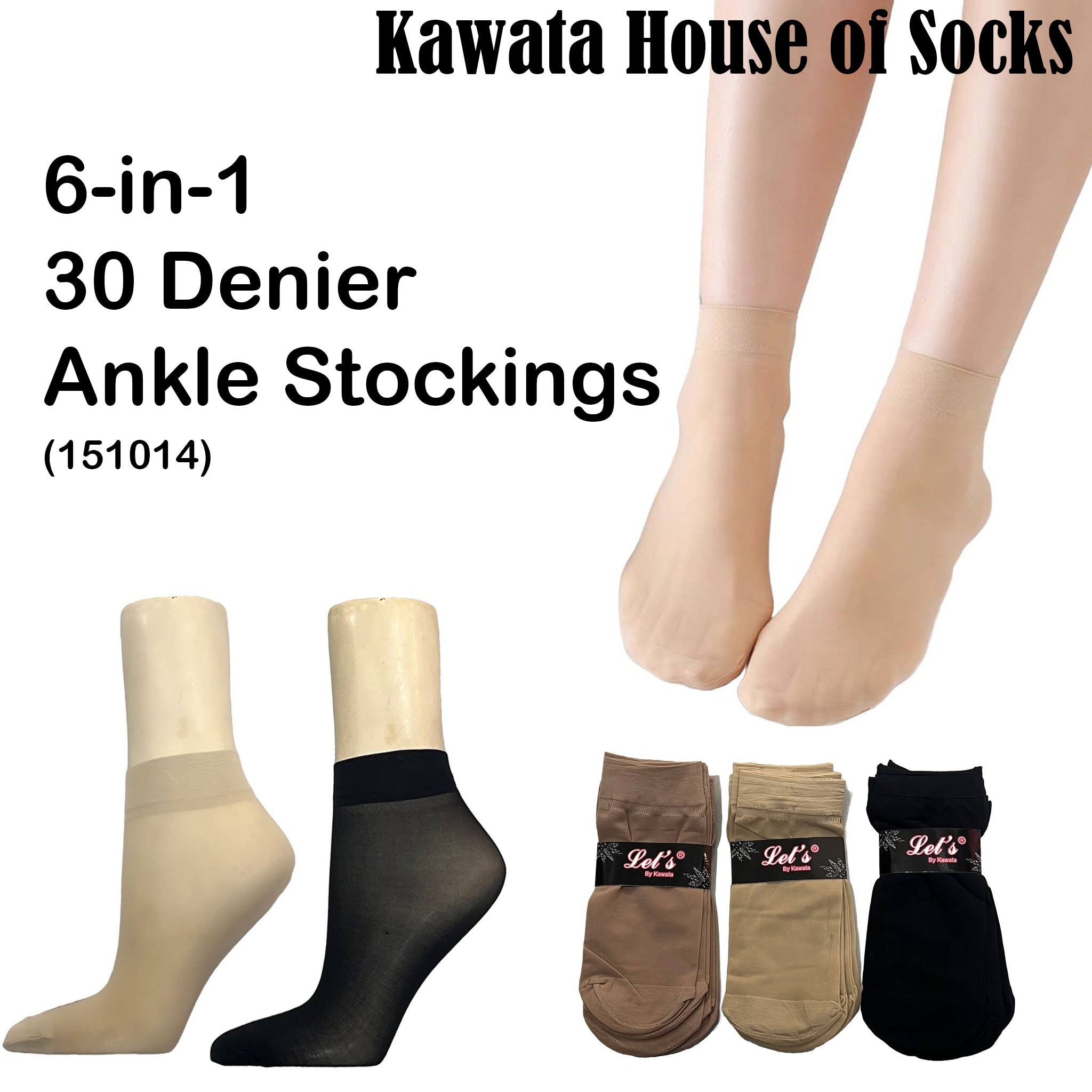 6-in-1 Ankle Stockings - 30 Deniers