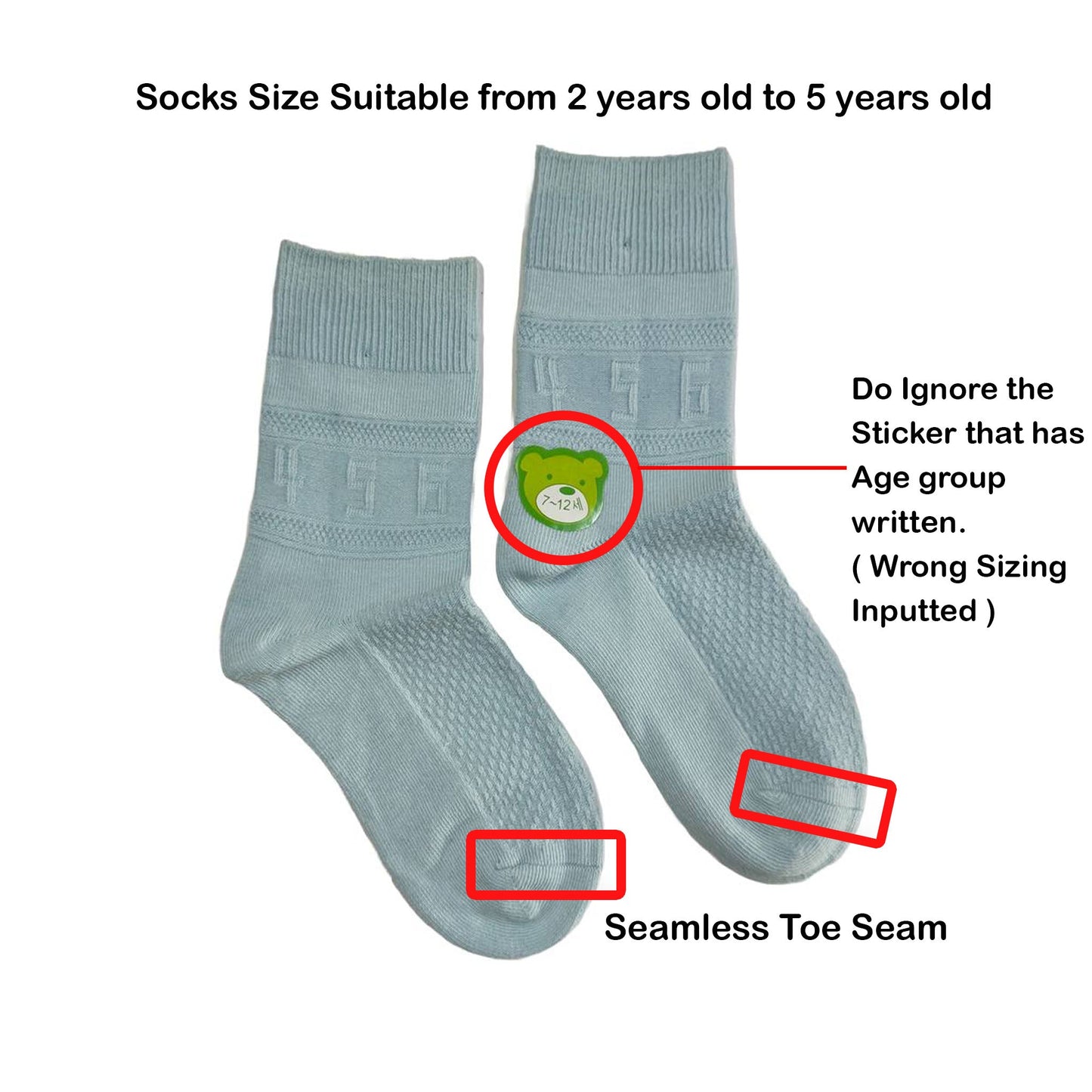 | Stock Clearance | Bundle of 6 pairs 2-5 Years Old Kids Mid Calf Cotton Socks | Kids Socks