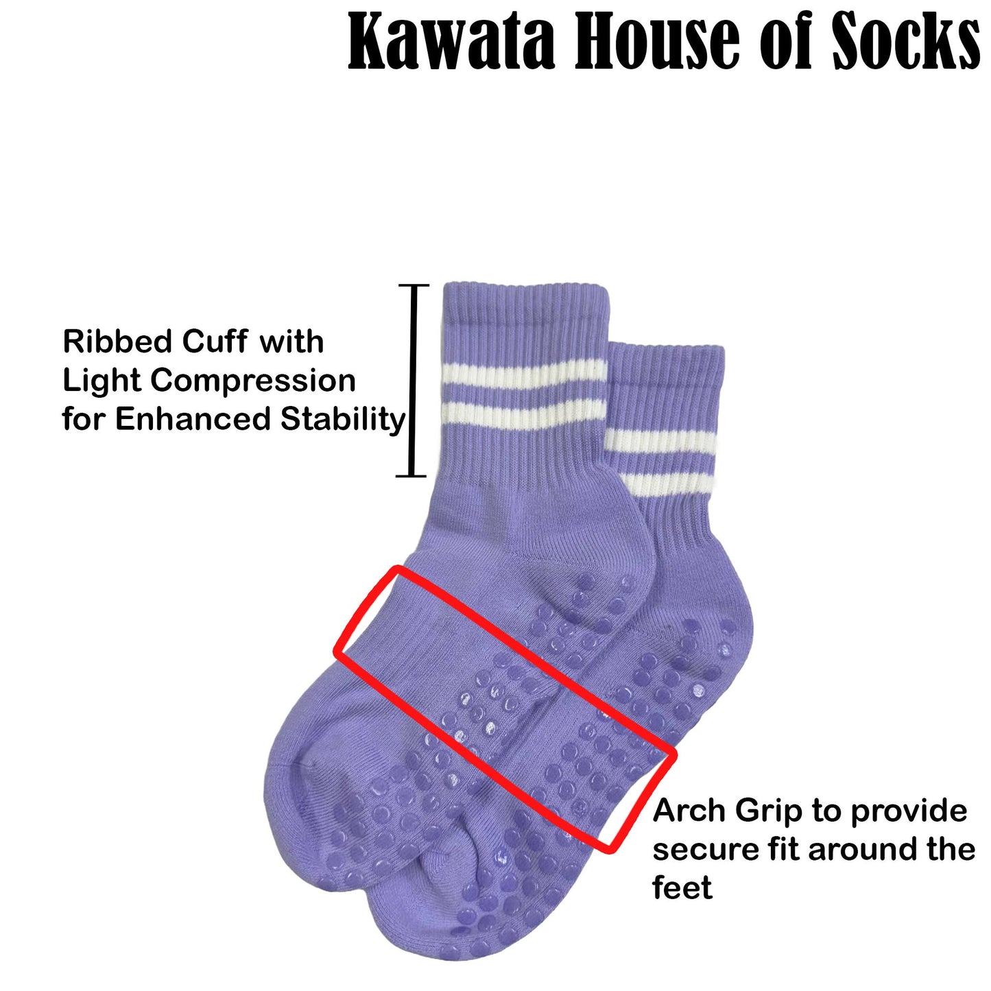 Anti Slip Crew Grip Socks | Pilates Yoga Barre Socks EU36- EU40