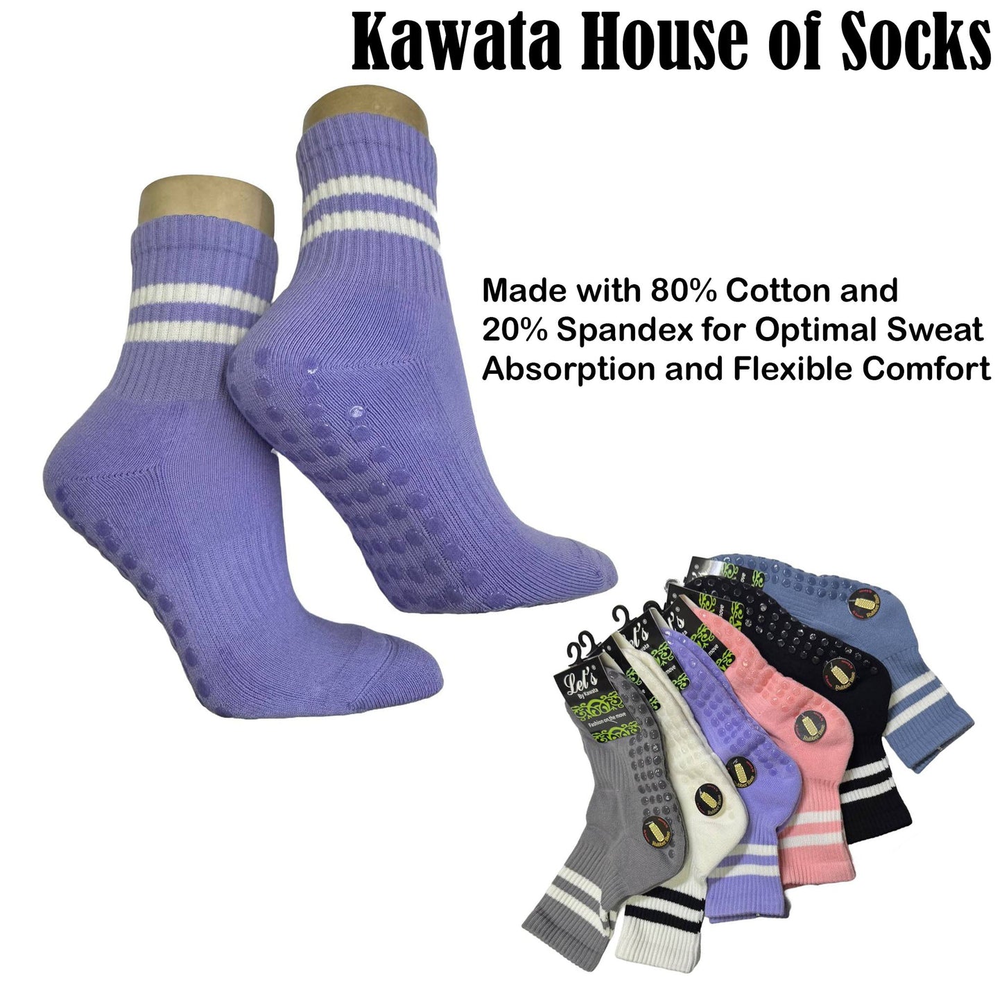 Anti Slip Crew Grip Socks | Pilates Yoga Barre Socks EU36- EU40