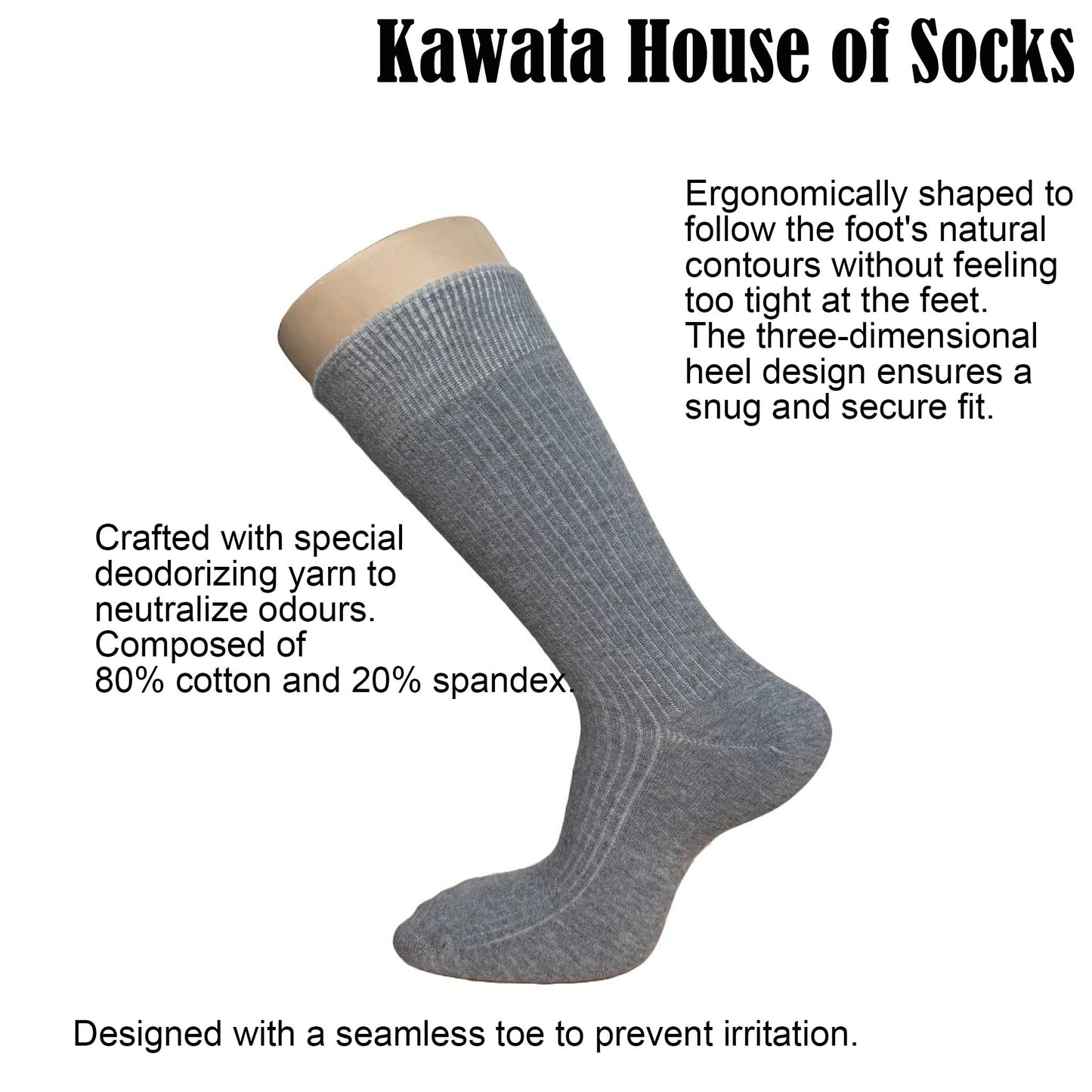 Mid Calf  Ribbed Cotton Business Socks