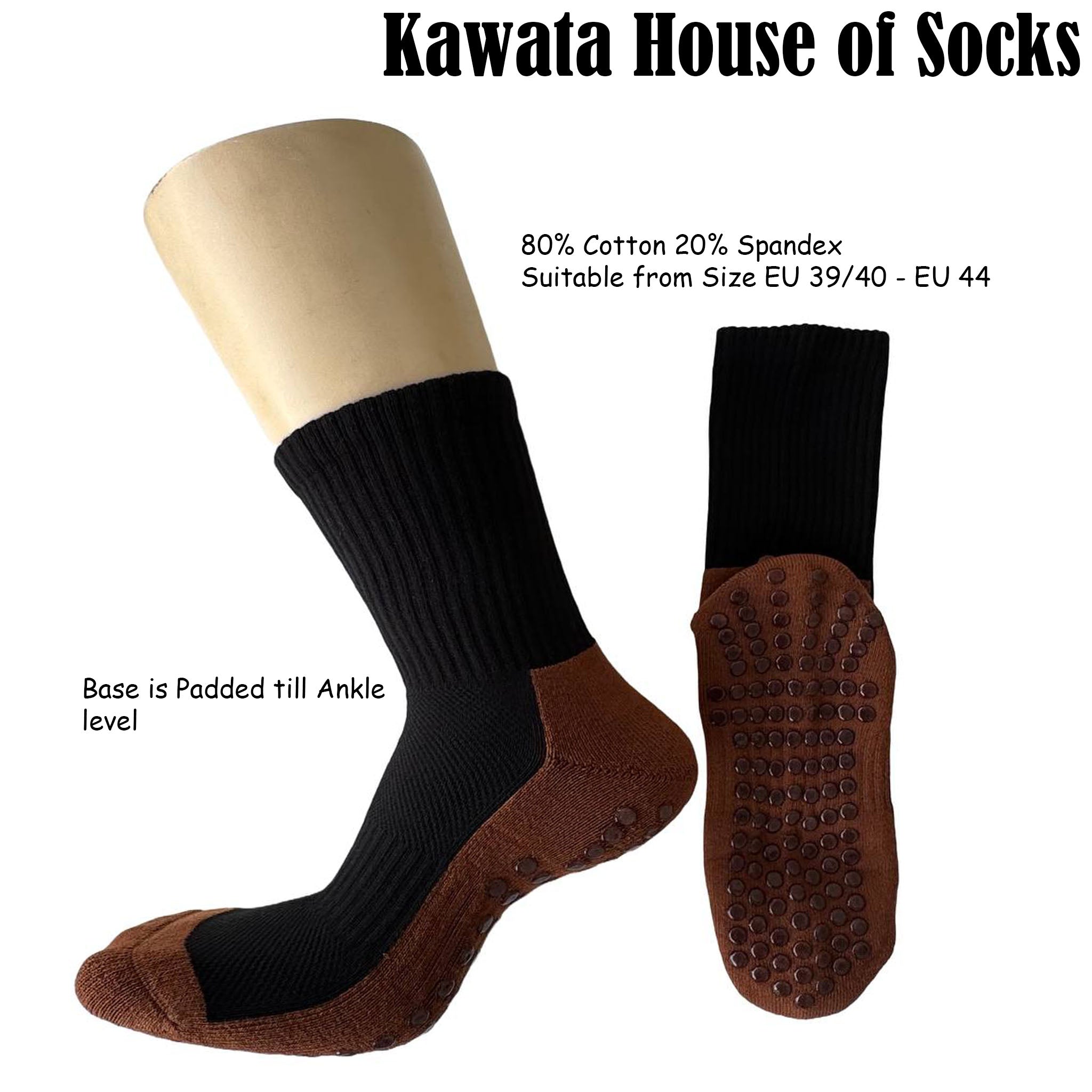 Anti Slip Cushioned Base Grip Socks EU39-EU44 | Yoga Pilate Socks