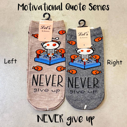 Motivational Quote Socks Ankle Socks EU35-EU40 Women | Teenager Socks