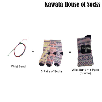 3-in-1 Motif Designs Bundle Mid-Calf Socks EU35-EU39 ( Set B )