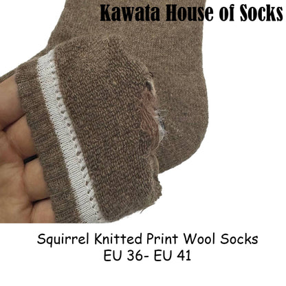 Winter Wool Socks - Squirrel Knitted ( Thick )