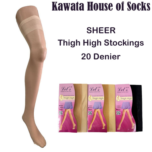 Thigh High Translucent Sheer Stockings, 20 Deniers